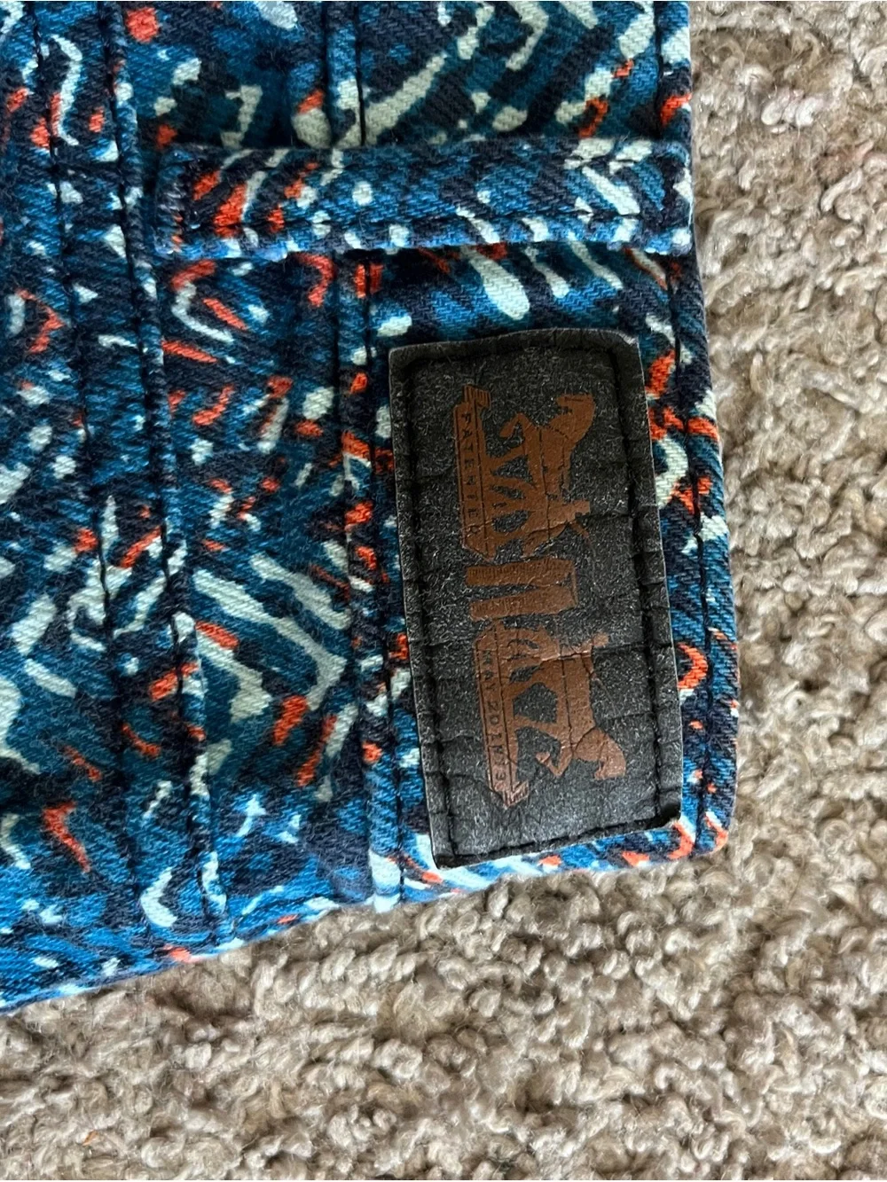 Levi's Teal Patterned Denim Shorts